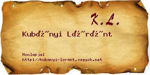 Kubányi Lóránt névjegykártya