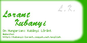 lorant kubanyi business card