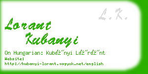 lorant kubanyi business card